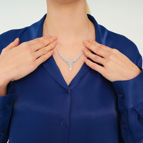 سلسال نسائي فضة عيار 925 - سلسال الملاكيت