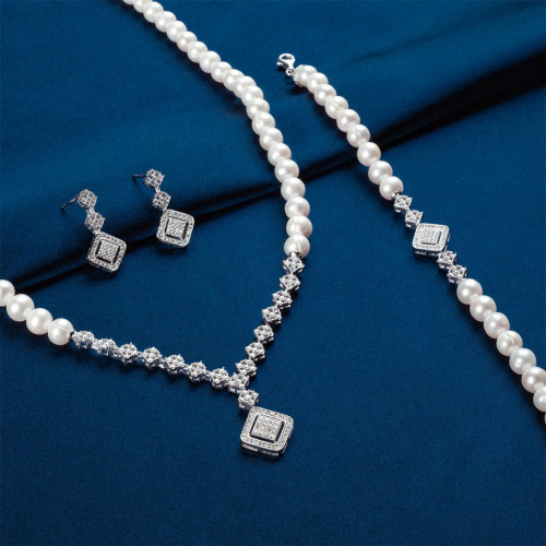 طقم جاذبية باقيت - طقم لولو طبيعي زراعي - فضة عيار...