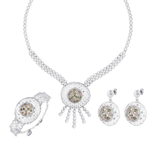 طقم الصحراء - طقم فضه فخم مرصع بأحجار زركون