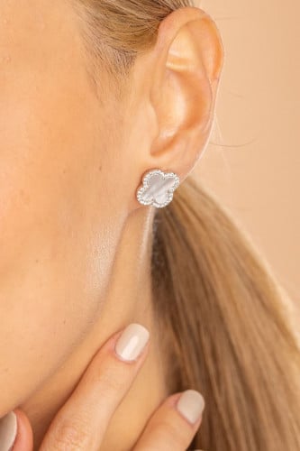 حلق فضة ناعم مرصع بأحجار زركون - حلق حلم