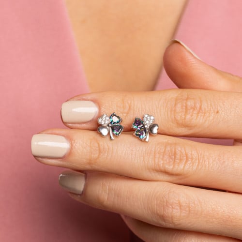 حلق اذن ناعم - فضة عيار 925 - حلق زهرة النيمسيا