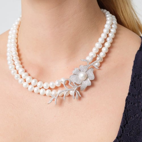 طقم وردة الأوركيد - طقم لولو طبيعي زراعي - فضة عيا...