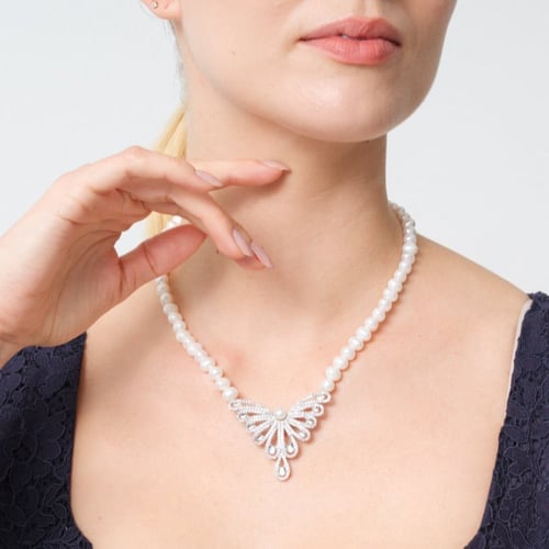 عقد جموح - عقد لؤلؤ طبيعي زراعي - ابيض