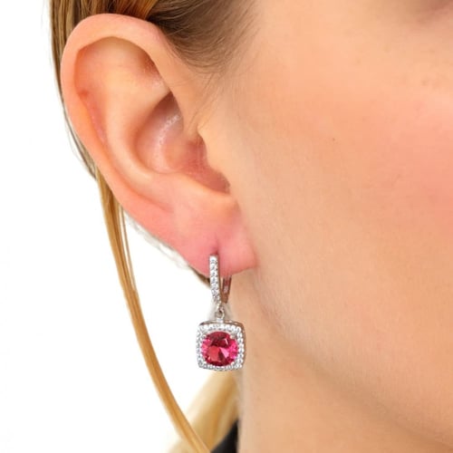 حلق فضة عيار 925 مزين بأحجار زركون - حلق عناق