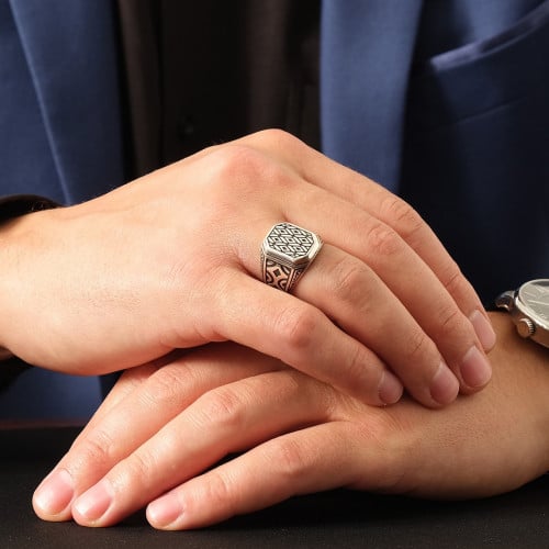 خاتم للرجال من الفضة عيار 925 - خاتم الأشهب