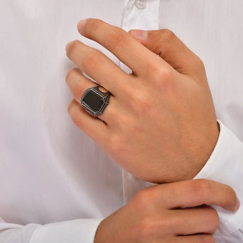 خاتم رجالي بالاسم فضة