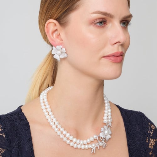 طقم وردة الأوركيد - طقم لولو طبيعي زراعي - فضة عيا...