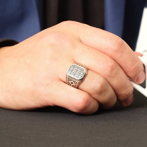 خاتم للرجال من الفضة عيار 925 - خاتم الأشهب