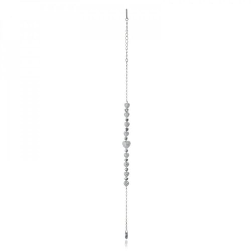 طقم فضة نسائي عيار 925 مرصع بأحجار زركون - طقم قلو...