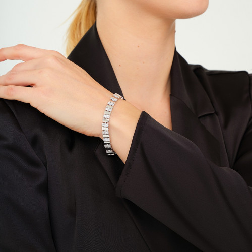 أسوارة فضة نسائية مرصعة بأحجار زركون - أسوارة أمجا...