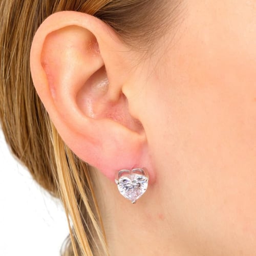 حلق فضة صغير على شكل قلب - حلق ثراء