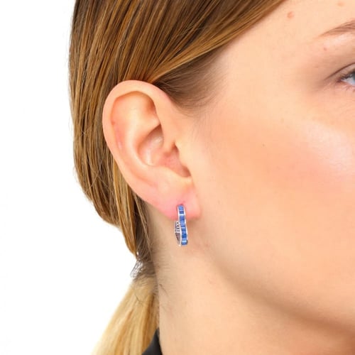 حلق فضة عيار 925 - احجار زرقاء - حلق القلب انت