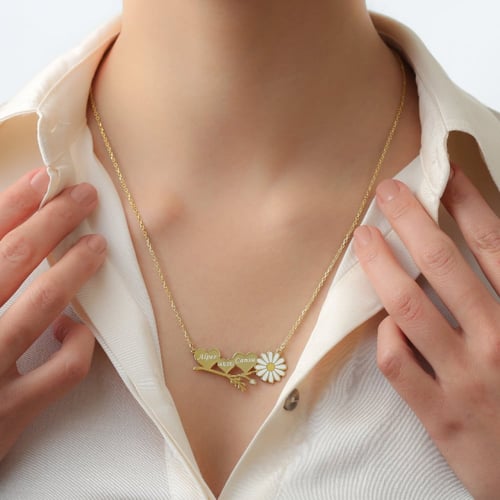 سلسال قلوب - سلسال بالاسم مطلي ذهب - فضة عيار 925