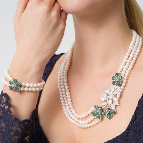 طقم زهرة النيميسيا الخضراء - طقم لولو طبيعي زراعي...