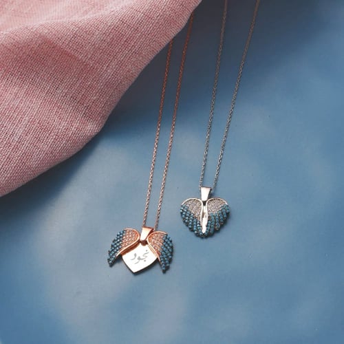 سلسال بالاسم مطلي ذهب عيار 18 - سلسال ريحانة فضي