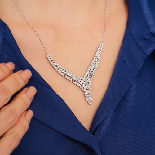 سلسال نسائي فضة عيار 925 - سلسال الملاكيت