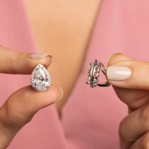 حلق فضة عيار 925 مرصع بأحجار زركون - حلق حكاية