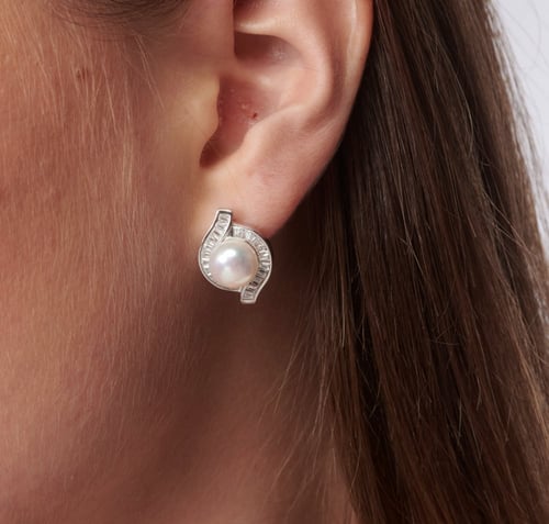 حلق لؤلؤ طبيعي - حلق اذن فضة عيار 925