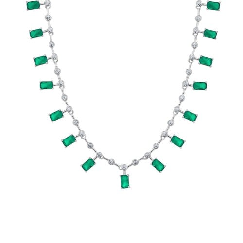 قلادة نسائية فضة بأحجار زركون خضراء - قلادة ربيع ا...