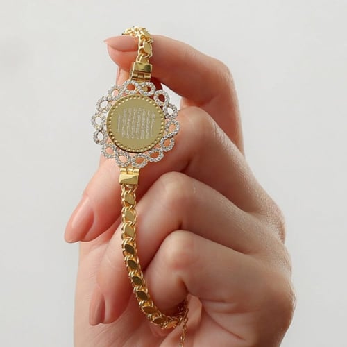 طقم فضة بالاسم مطلي بالذهب عيار 18 - طقم جوري