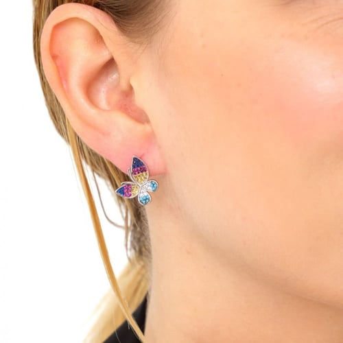 حلق فراشة فضة عيار 925 مرصع بأحجار زركون