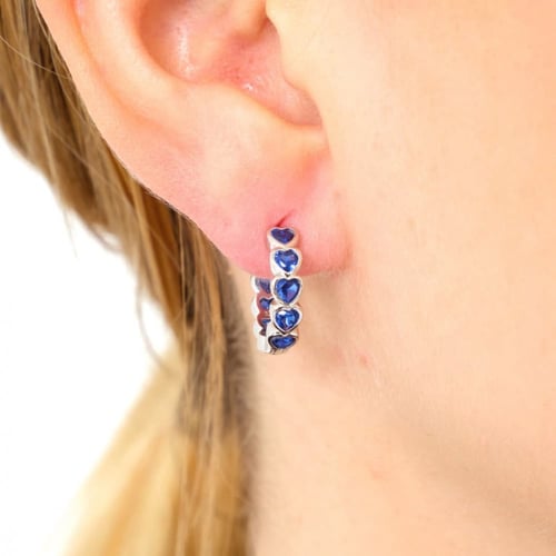 حلق فضة دائري فضة عيار 925 - احجار زرقاء - حلق عرا...