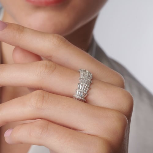 خاتم فضة نسائي حجر زركون - فضة عيار 925 - خاتم إشر...