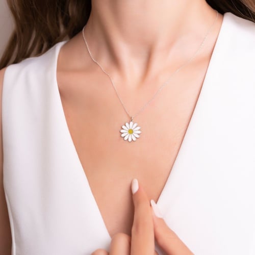 قلادة فضة 925 قلادة ياسمينة اللون الفضي