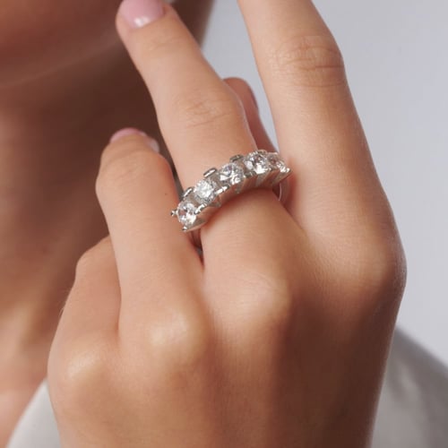 خاتم نسائي فضة عيار 925 - حجر زركون - خاتم سٌمو