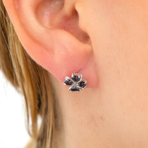 حلق فضة ناعم مطلي ذهب - حلق الوردة