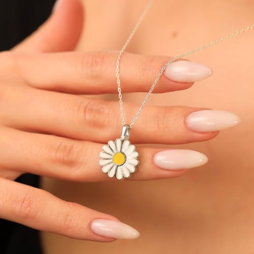 قلادة فضة 925 قلادة ياسمينة اللون الفضي