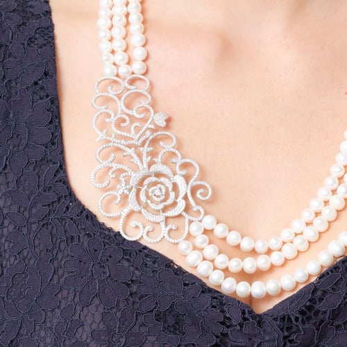 عقد انت السعادة - عقد لولو طويل - 3 طبقات