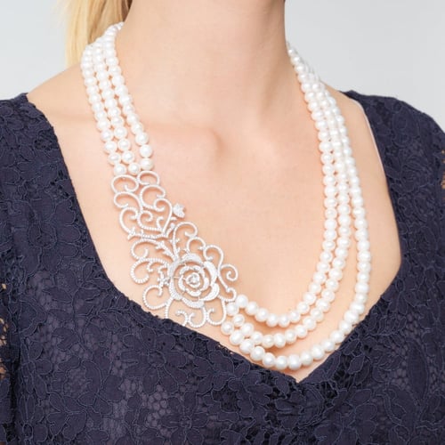 عقد انت السعادة - عقد لولو طويل - 3 طبقات