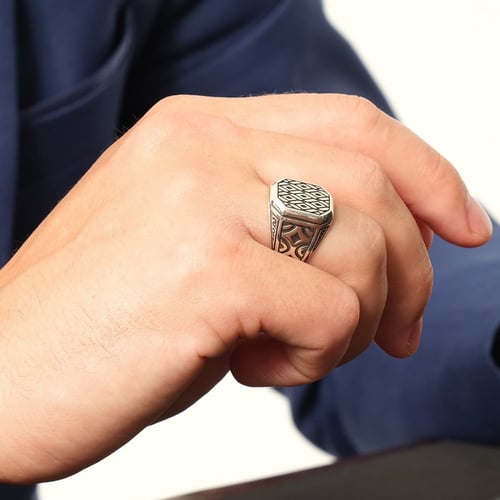 خاتم للرجال من الفضة عيار 925 - خاتم الأشهب