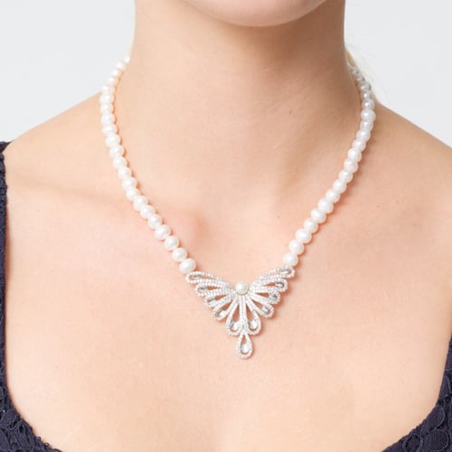 عقد جموح - عقد لؤلؤ طبيعي زراعي - ابيض