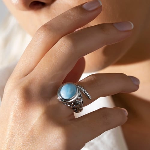 خاتم نسائي بحجر زركون - فضة عيار 925 - خاتم لوريتو