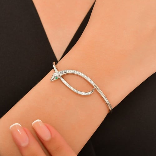 بناجر ثعبان فضة عيار 925 بأحجار زركون ماسية