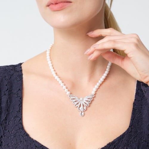 عقد جموح - عقد لؤلؤ طبيعي زراعي - ابيض