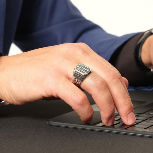 خاتم للرجال من الفضة عيار 925 - خاتم الأشهب