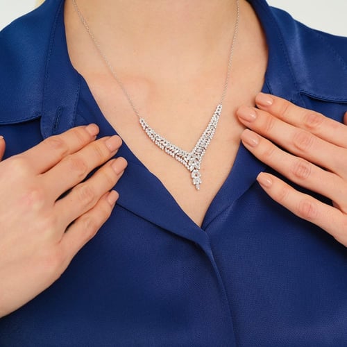 سلسال نسائي فضة عيار 925 - سلسال الملاكيت