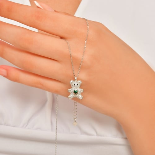 قلادة فضة للنساء بأحجار الزيركون الماسية - قلادة ب...