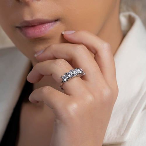 خاتم نسائي فضة عيار 925 - حجر زركون - خاتم سٌمو