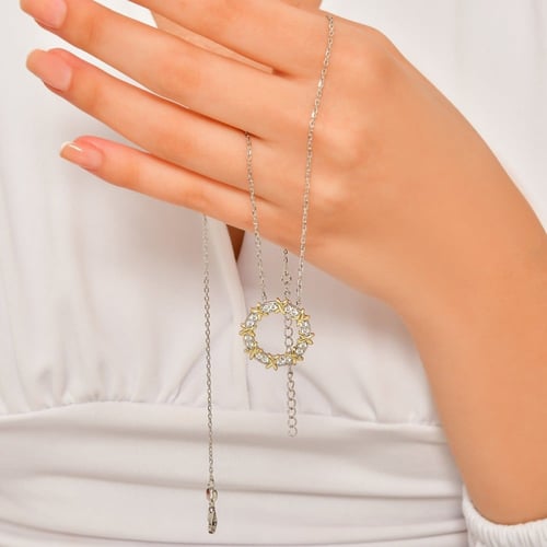 قلادة فضة نسائية بأحجار الزيركون الماسية - قلادة ا...