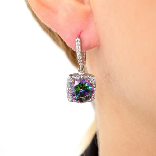 حلق فضة عيار 925 مرصع بأحجار زركون - حلق سٌدى