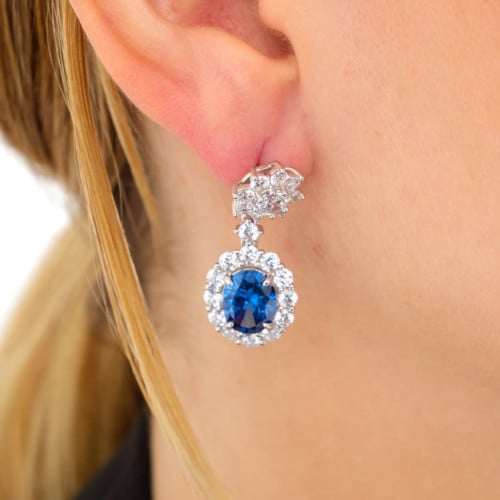 حلق فضة ناعم مرصع بأحجار زركون - حلق سما