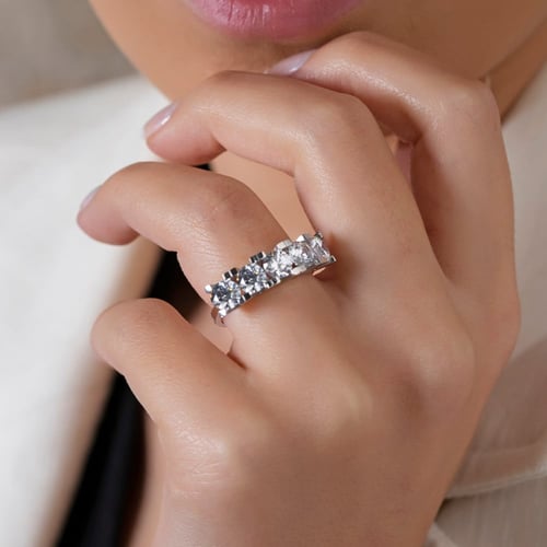 خاتم نسائي فضة عيار 925 - حجر زركون - خاتم سٌمو