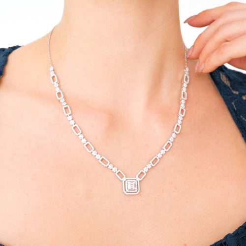 طقم فضة نسائي عيار 925 مرصع بأحجار زركون - طقم باغ...