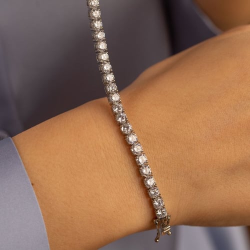 أسوارة نسائية فضة عيار 925 مرصعة بأحجار زركون - أس...