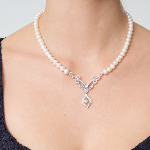 طقم الهنوف - طقم لؤلؤ زراعي طبيعي - فضة عيار 925