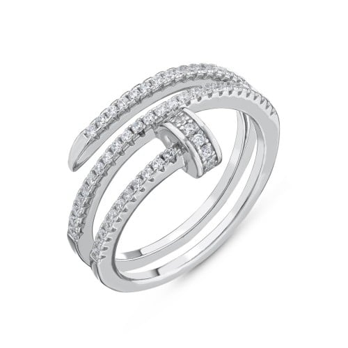 خاتم فضة نسائي بحجر زركون لامع - خاتم الضياء